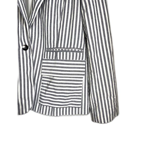 Tahari Women Blazer Career Jacket Stripes Single Button White Navy Sz: 10 - Picture 5 of 6